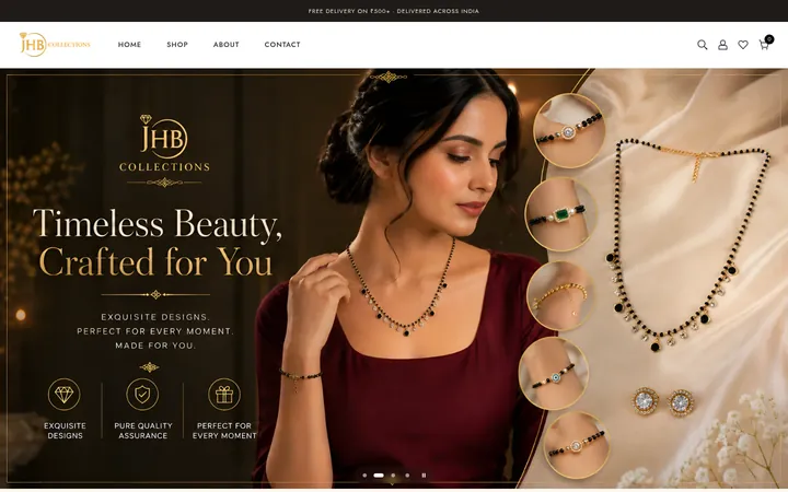 JHB Collections website homepage