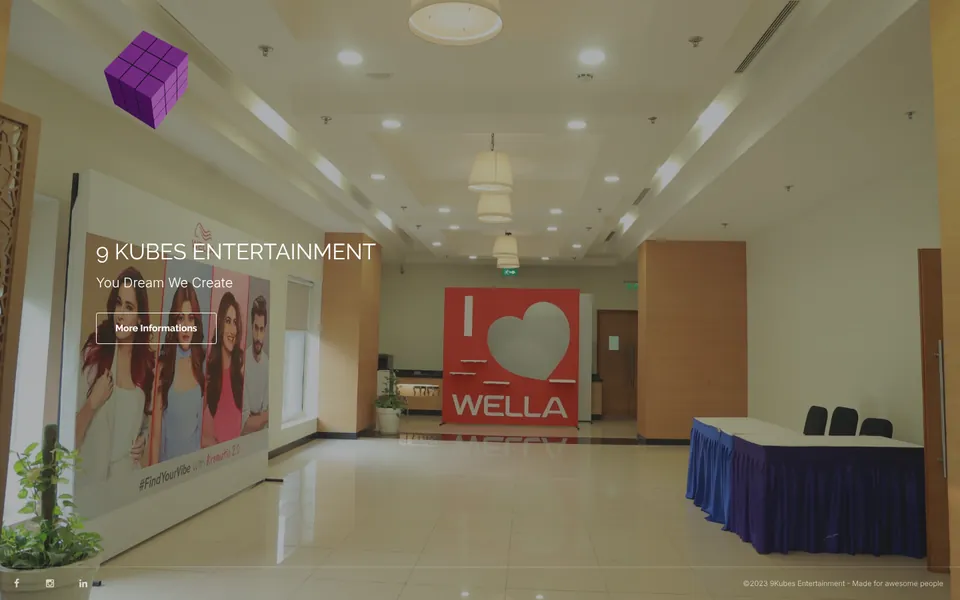 9 Kubes Entertainment website homepage
