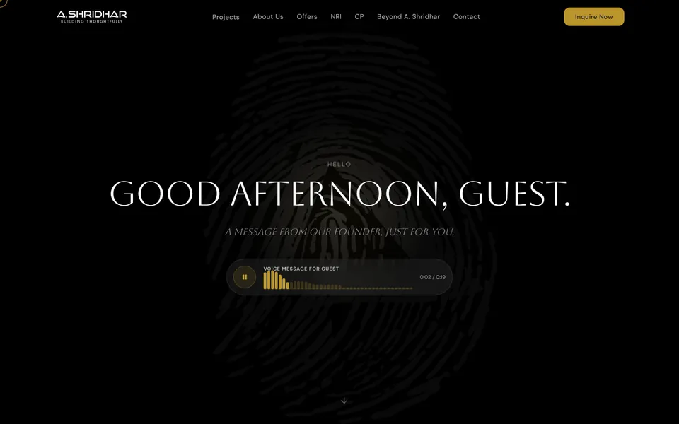 A. Shridhar Group website homepage