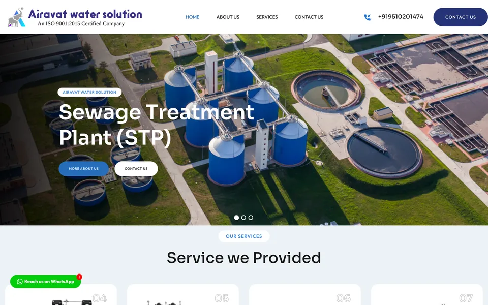 Airavat Water Solution website homepage