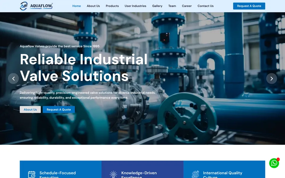 Aqua Flow Valves website homepage