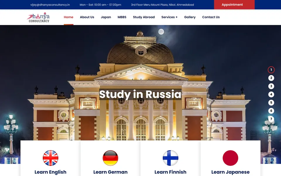 Dhanya Consultancy website homepage